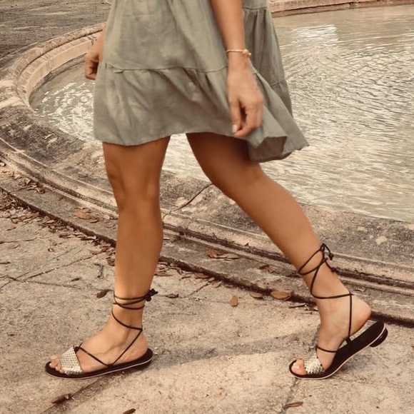 Silvia Cobos Santos Black & Gold Leather Boho Wrap Sandals Size 40/9 - Picture 2 of 7